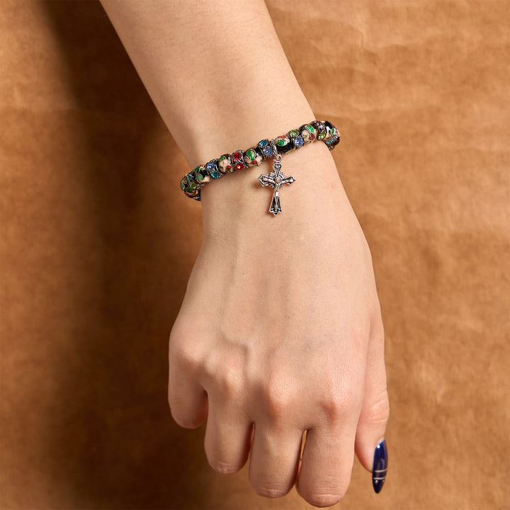 Bracelet « Foi intemporelle » en perles cloisonnées artisanales de Christianartworkshop : un témoignage de la présence du Christ - image 15