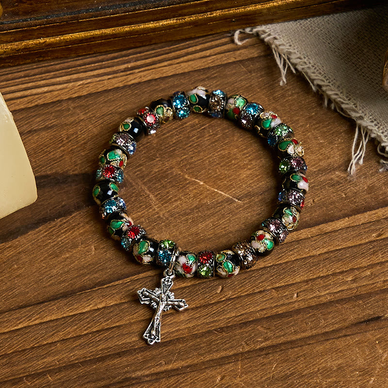 Bracelet « Foi intemporelle » en perles cloisonnées artisanales de Christianartworkshop : un témoignage de la présence du Christ - image 17