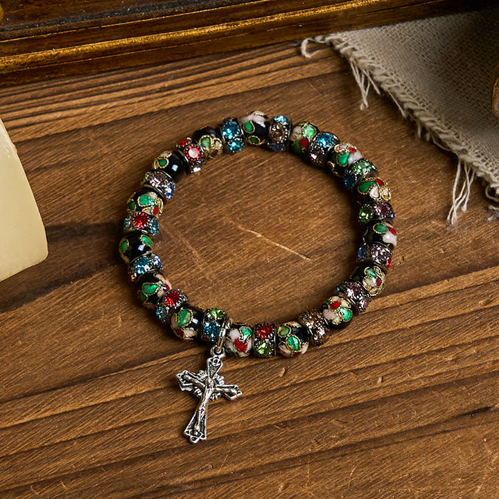 Bracelet « Foi intemporelle » en perles cloisonnées artisanales de Christianartworkshop : un témoignage de la présence du Christ - image 17