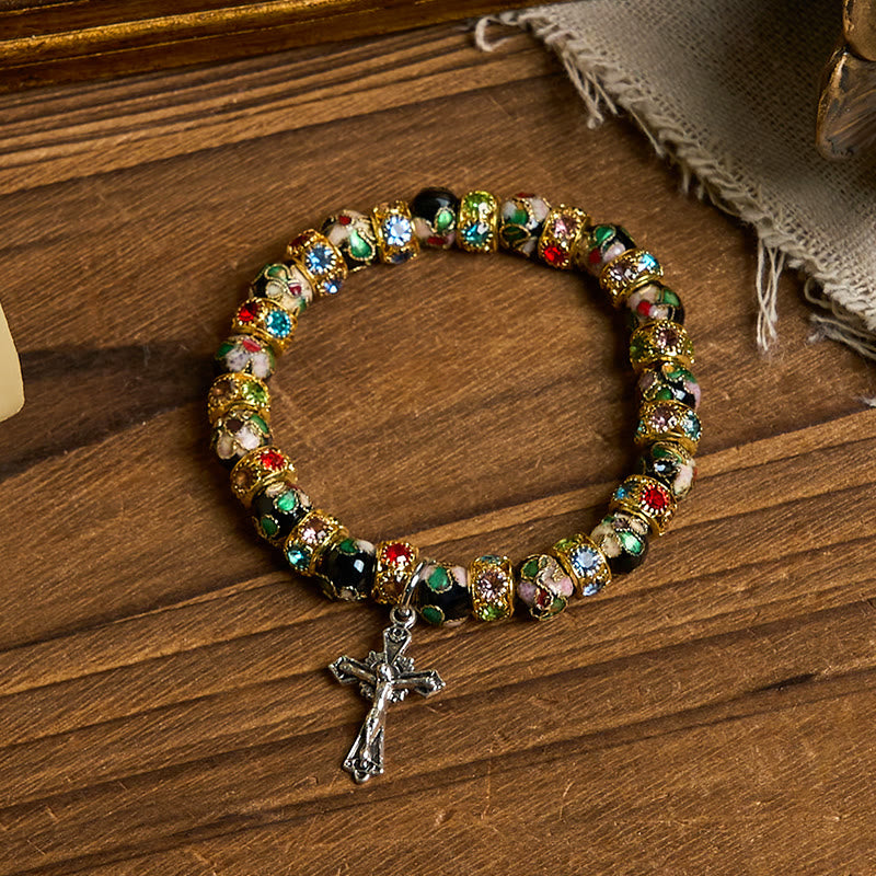 Bracelet « Foi intemporelle » en perles cloisonnées artisanales de Christianartworkshop : un témoignage de la présence du Christ - image 18
