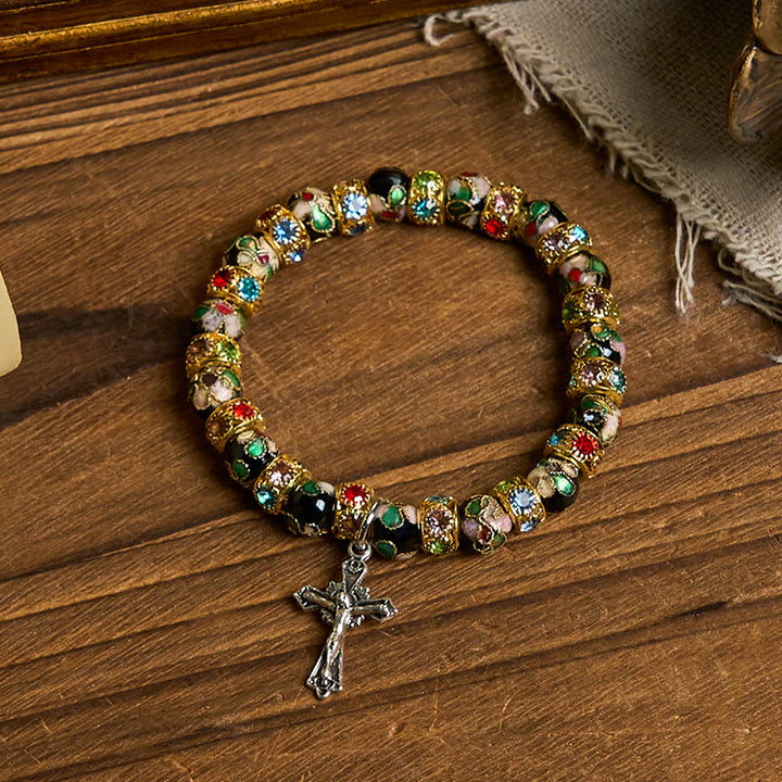 Bracelet « Foi intemporelle » en perles cloisonnées artisanales de Christianartworkshop : un témoignage de la présence du Christ - image 18