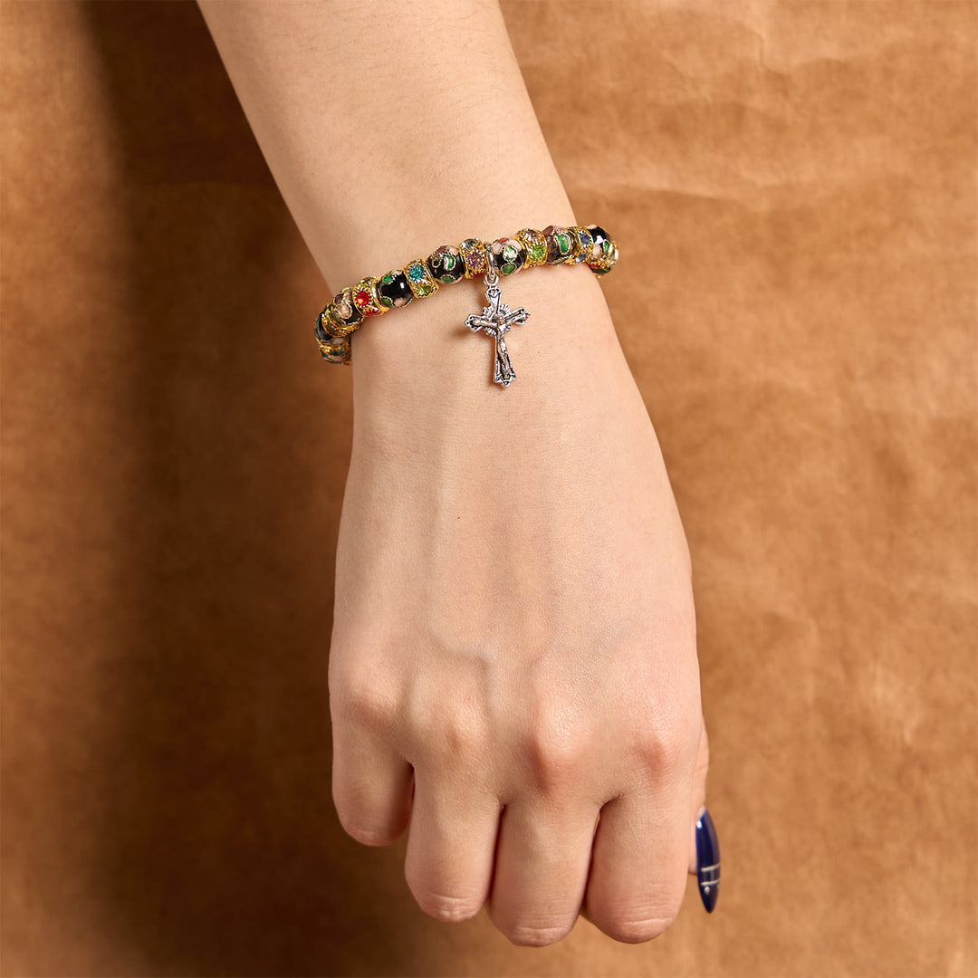 Bracelet « Foi intemporelle » en perles cloisonnées artisanales de Christianartworkshop : un témoignage de la présence du Christ - image 16