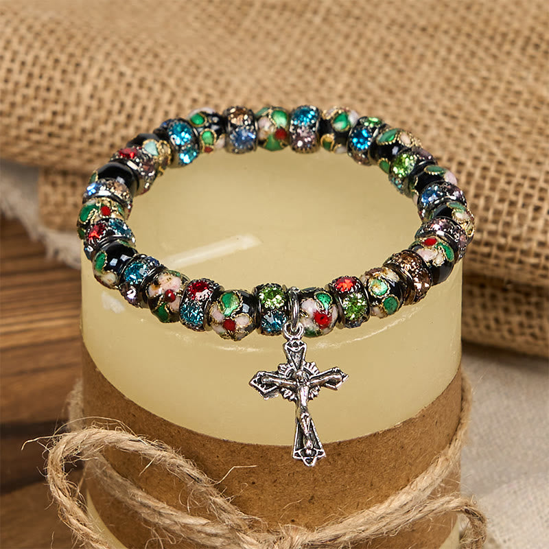 Bracelet « Foi intemporelle » en perles cloisonnées artisanales de Christianartworkshop : un témoignage de la présence du Christ - image 9
