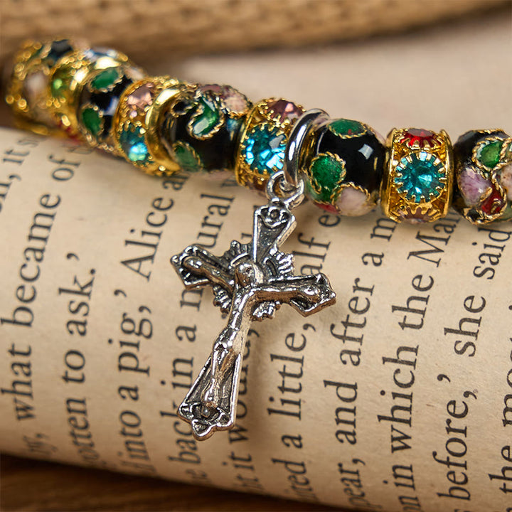 Bracelet « Foi intemporelle » en perles cloisonnées artisanales de Christianartworkshop : un témoignage de la présence du Christ - image 13