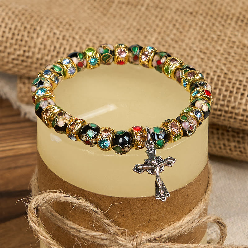 Bracelet « Foi intemporelle » en perles cloisonnées artisanales de Christianartworkshop : un témoignage de la présence du Christ - image 12