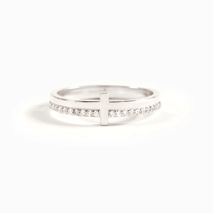 Bague « Prière » en argent 925 représentant Jésus et la croix, signée Christianartworkshop - Puiser la puissance divine dans la foi - Argent - 10 US - image 4