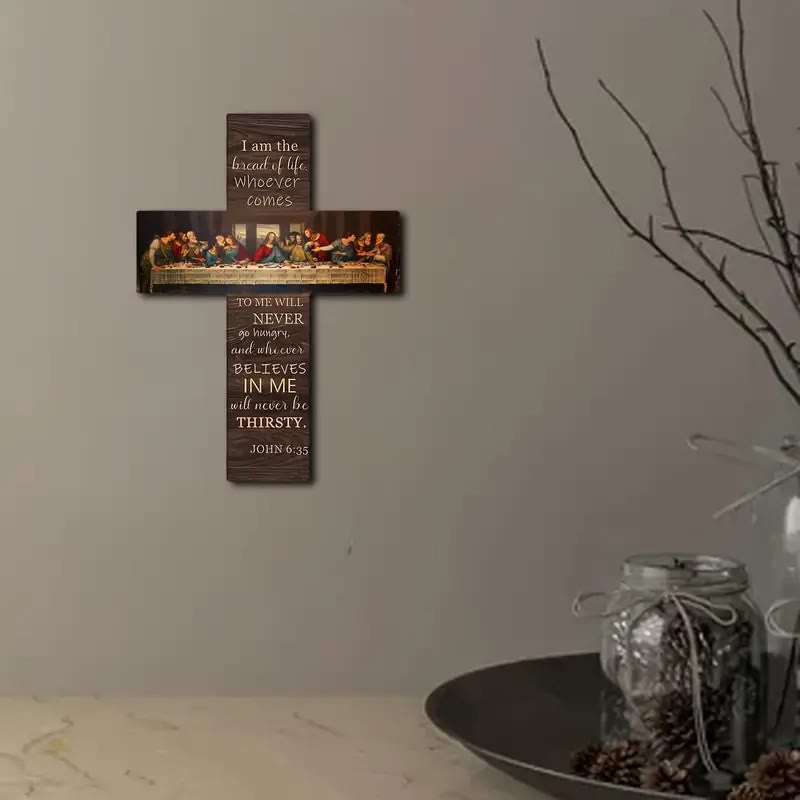 Christianartworkshop Croix en bois suspendue « La Cène » : un témoignage de foi et d'art - image 2