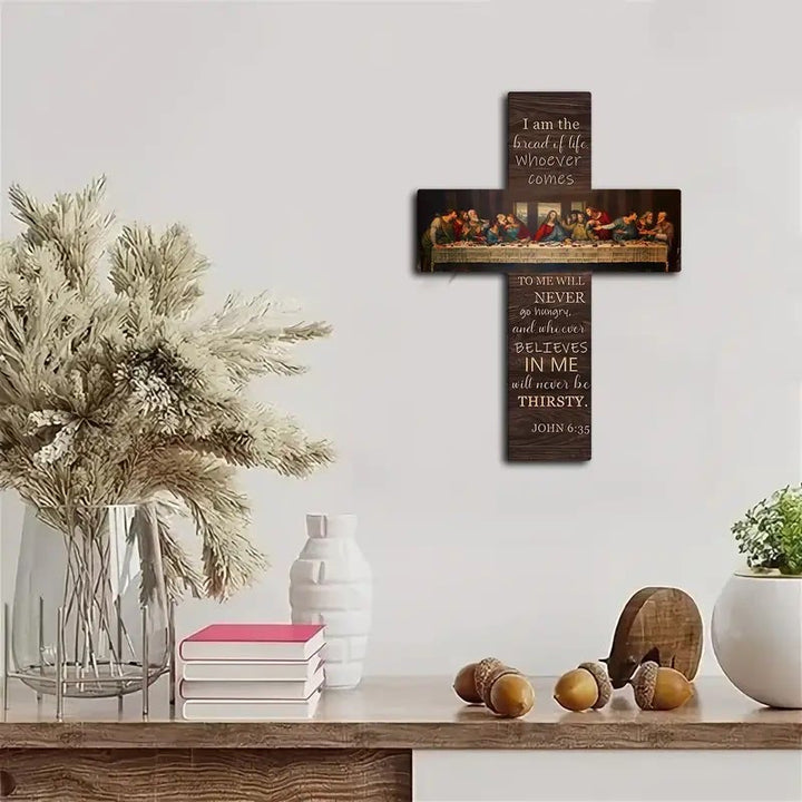 Christianartworkshop Croix en bois suspendue « La Cène » : un témoignage de foi et d'art - image 1