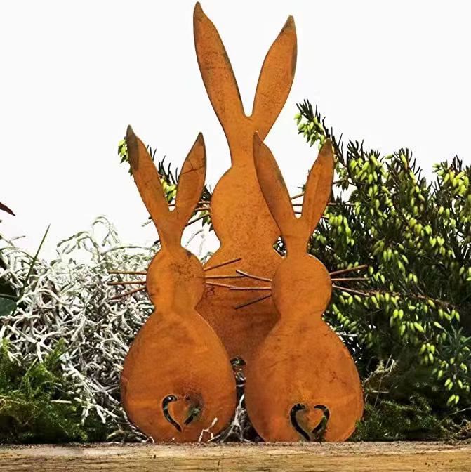 Christianartworkshop Lot de 3 décorations de bureau en bois représentant un lapin de Pâques inspirant - image 1