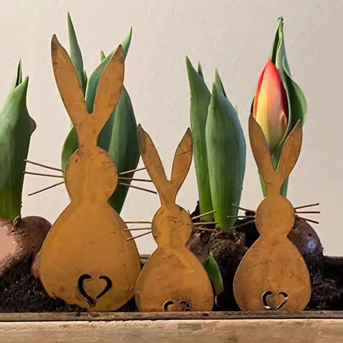 Christianartworkshop Lot de 3 décorations de bureau en bois représentant un lapin de Pâques inspirant - Ensemble de 3 pièces - image 0
