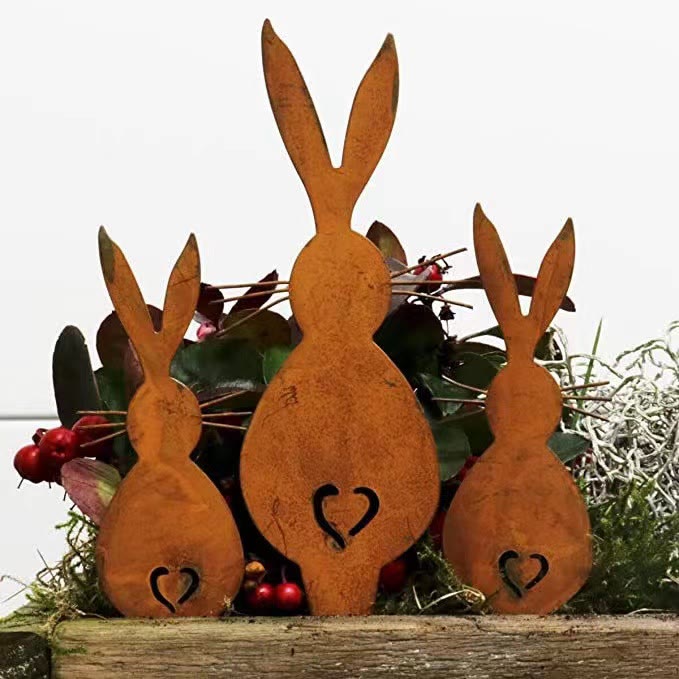 Christianartworkshop Lot de 3 décorations de bureau en bois représentant un lapin de Pâques inspirant - image 3