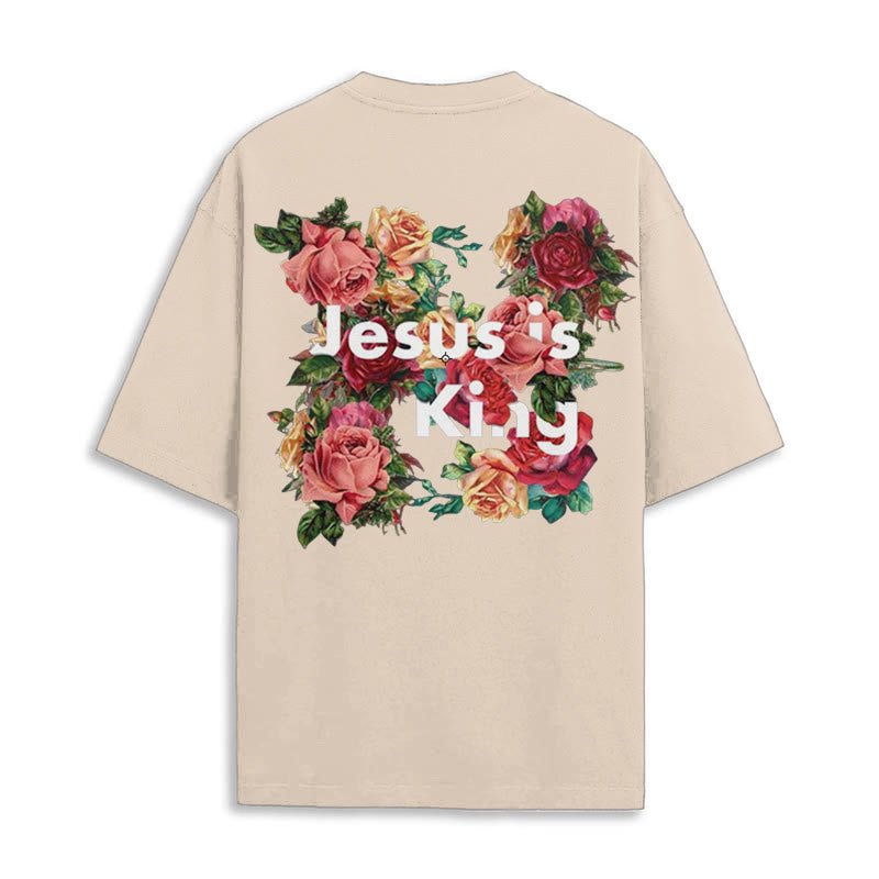 T-shirt chrétien orné de fleurs « Jésus est roi » de Christianartworkshop - image 10