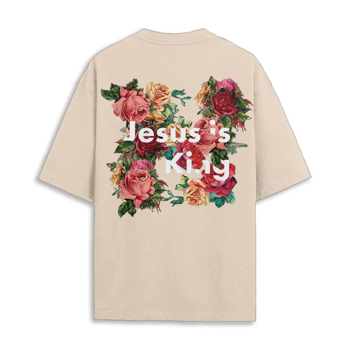 T-shirt chrétien orné de fleurs « Jésus est roi » de Christianartworkshop - image 10