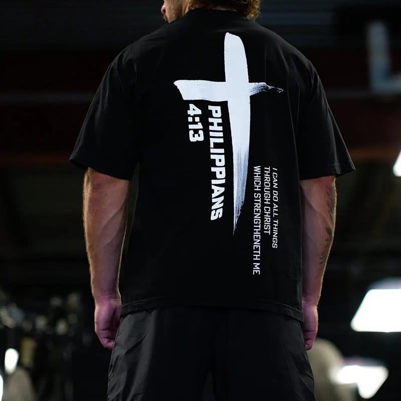 T-shirt Croix de la Force Philippiens 4:13 de Christianartworkshop - image 1