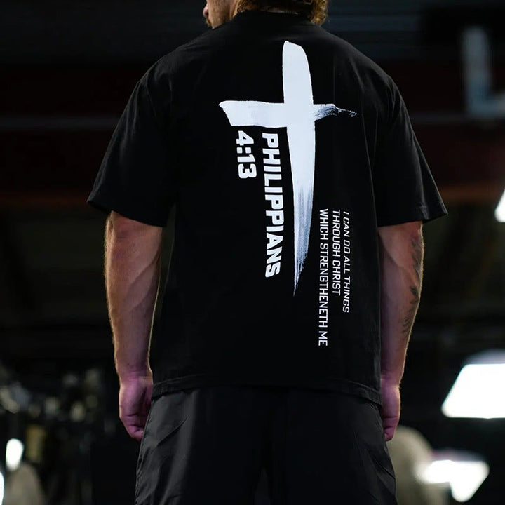 T-shirt Croix de la Force Philippiens 4:13 de Christianartworkshop - image 1