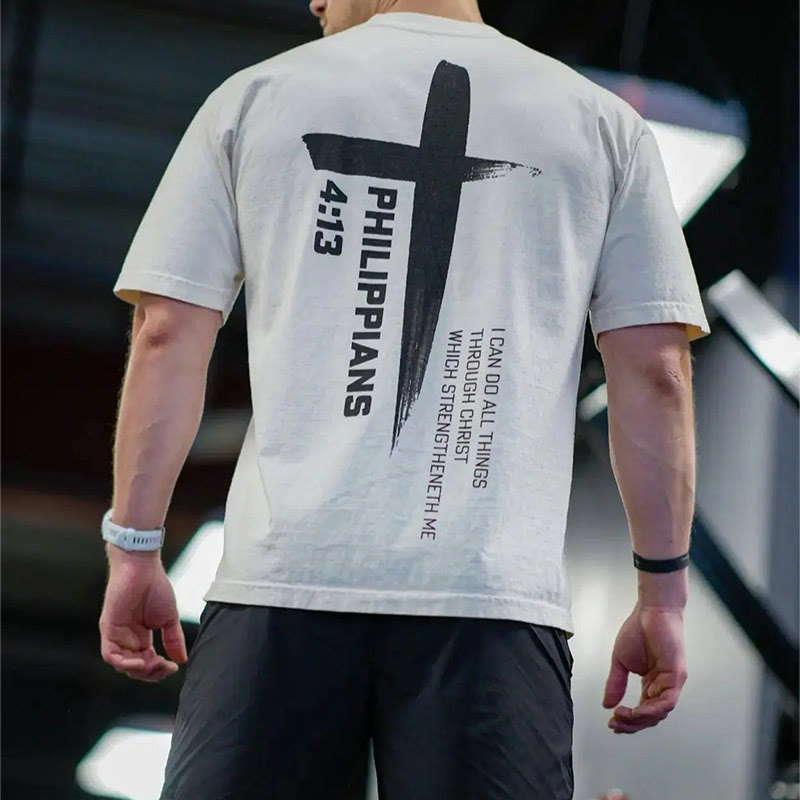 T-shirt Croix de la Force Philippiens 4:13 de Christianartworkshop - image 4