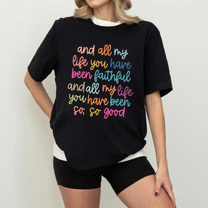 T-shirt chrétien « Tu as été fidèle toute ma vie » de Christianartworkshop - Noir - 2XL - image 0