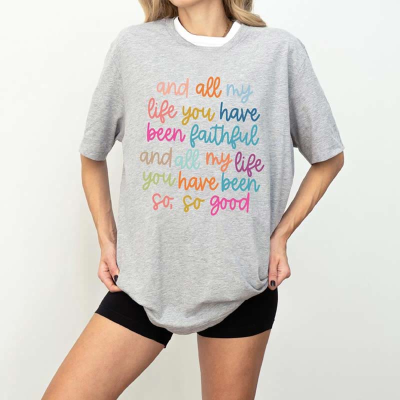 T-shirt chrétien « Tu as été fidèle toute ma vie » de Christianartworkshop - Gris - 2XL - image 3