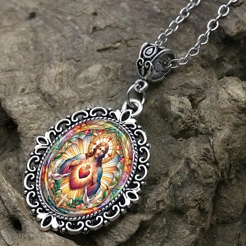 Christianartworkshop Collier Sacré-Cœur de Jésus : Un bijou intemporel incarnant l'amour divin - Cœur Sacré de Jésus - image 0