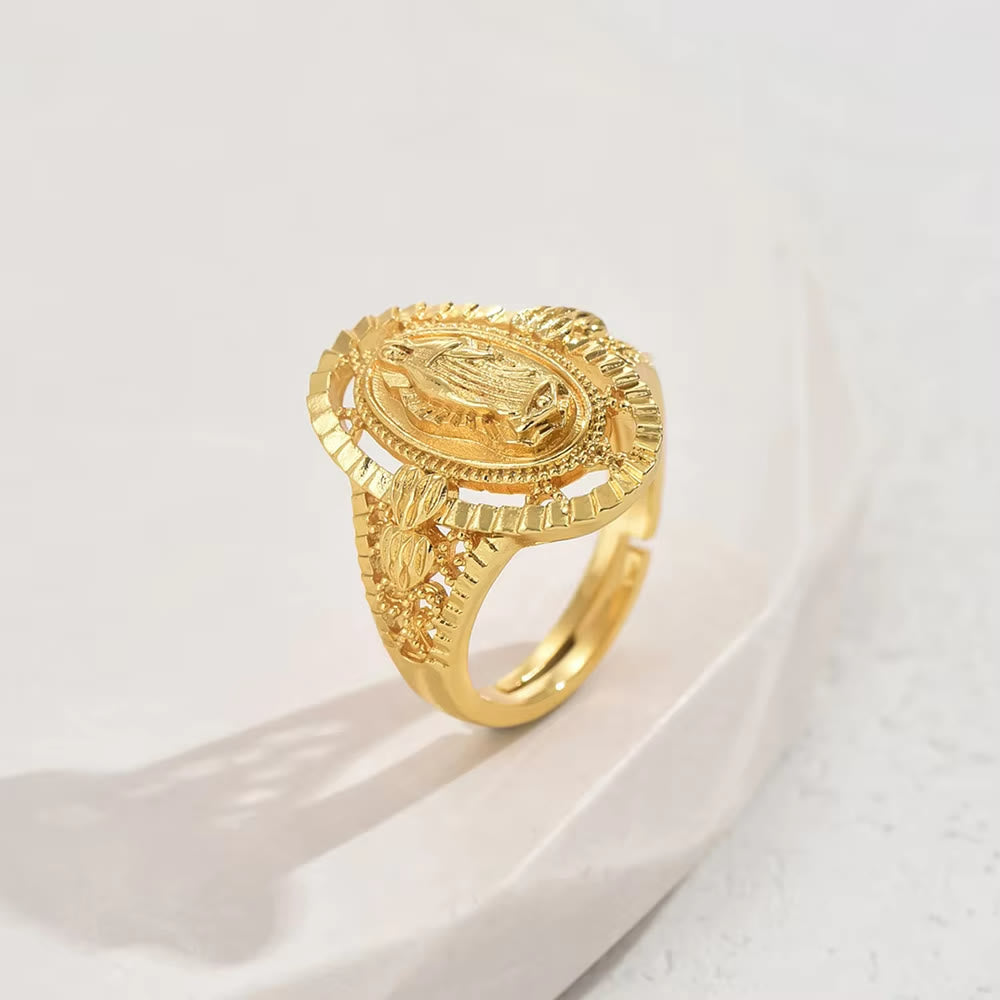 Christianartworkshop Bague Notre-Dame de Guadalupe de style vintage et classique : un hommage intemporel à la foi et à l’élégance - image 1