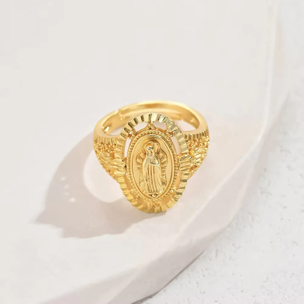 Christianartworkshop Bague Notre-Dame de Guadalupe de style vintage et classique : un hommage intemporel à la foi et à l’élégance - Ajustable (Convient aux tailles américaines 5 à 7) - image 0