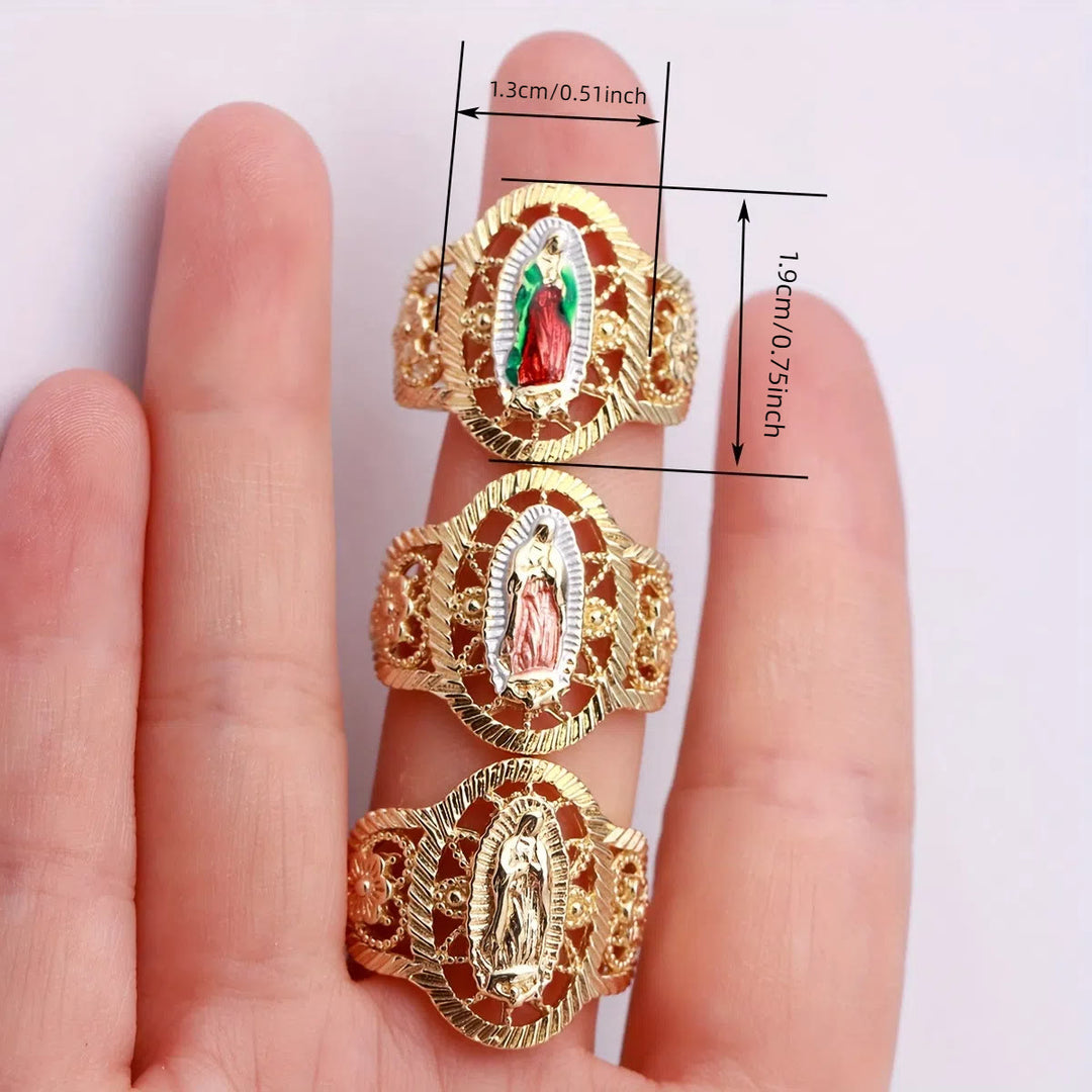 Bague Notre-Dame de Guadalupe 3 couleurs de Christianartworkshop : L’élégance discrète rencontre le symbolisme intemporel - image 2
