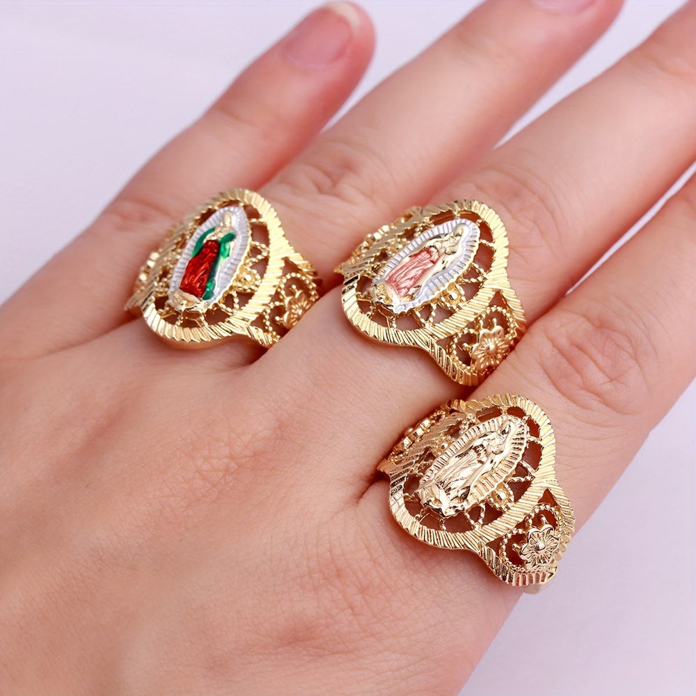 Bague Notre-Dame de Guadalupe 3 couleurs de Christianartworkshop : L’élégance discrète rencontre le symbolisme intemporel - image 1