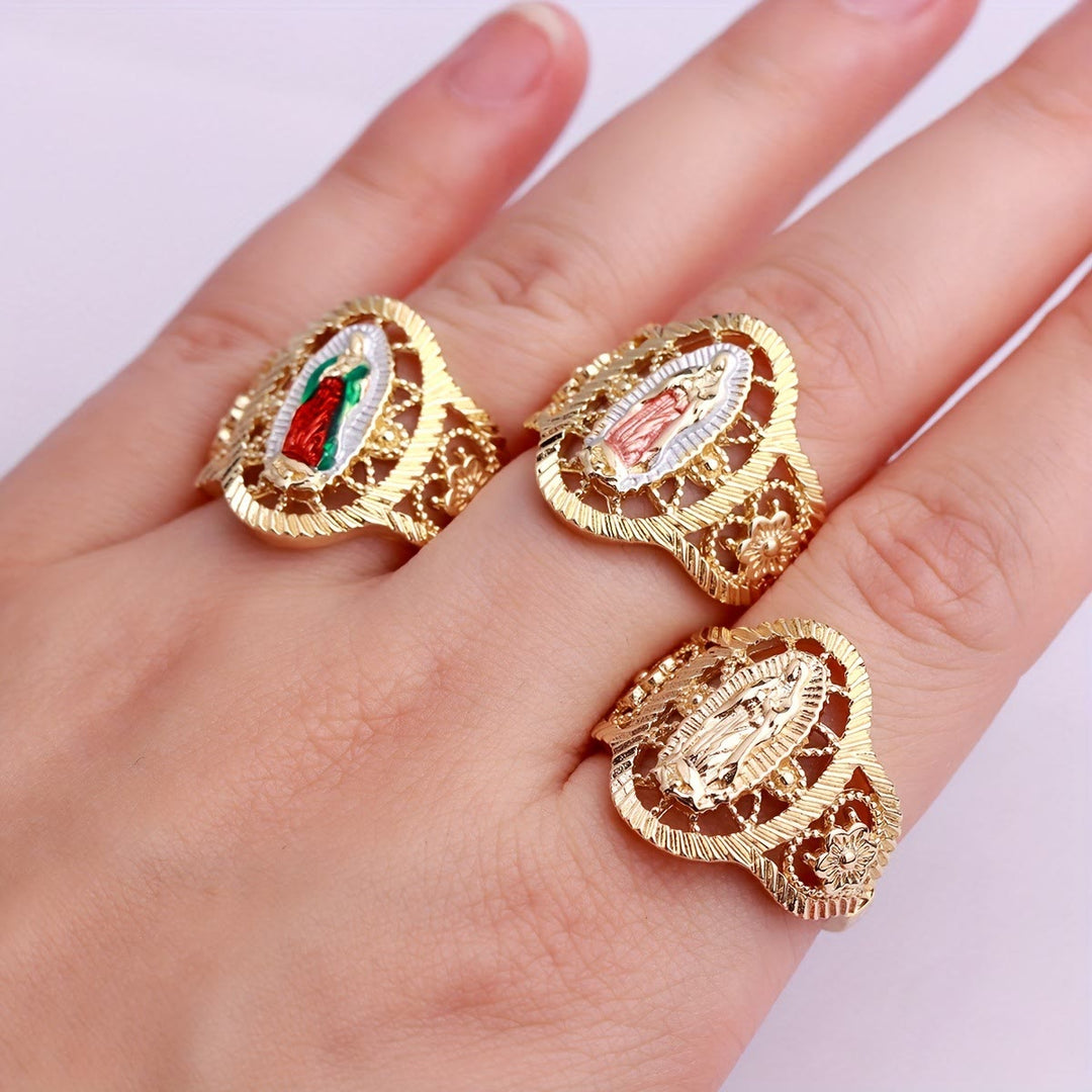 Bague Notre-Dame de Guadalupe 3 couleurs de Christianartworkshop : L’élégance discrète rencontre le symbolisme intemporel - image 1