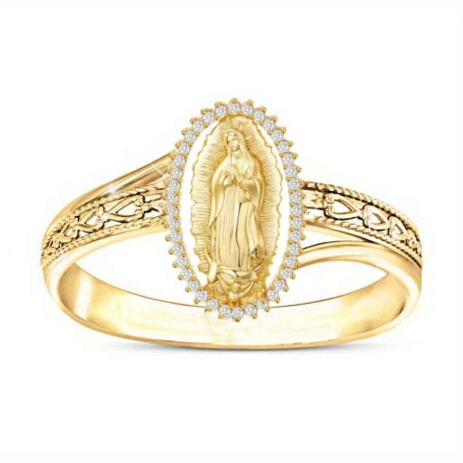 Christianartworkshop Notre-Dame de Guadalupe, bague en or créée par la Divine Grâce, œuvre d'art chrétienne. - 10 US - image 0