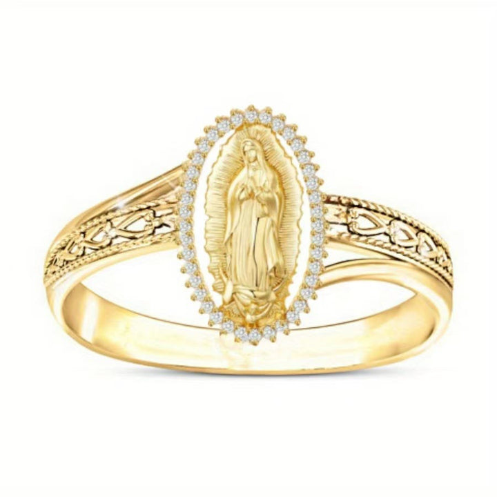 Christianartworkshop Notre-Dame de Guadalupe, bague en or créée par la Divine Grâce, œuvre d'art chrétienne. - 10 US - image 0