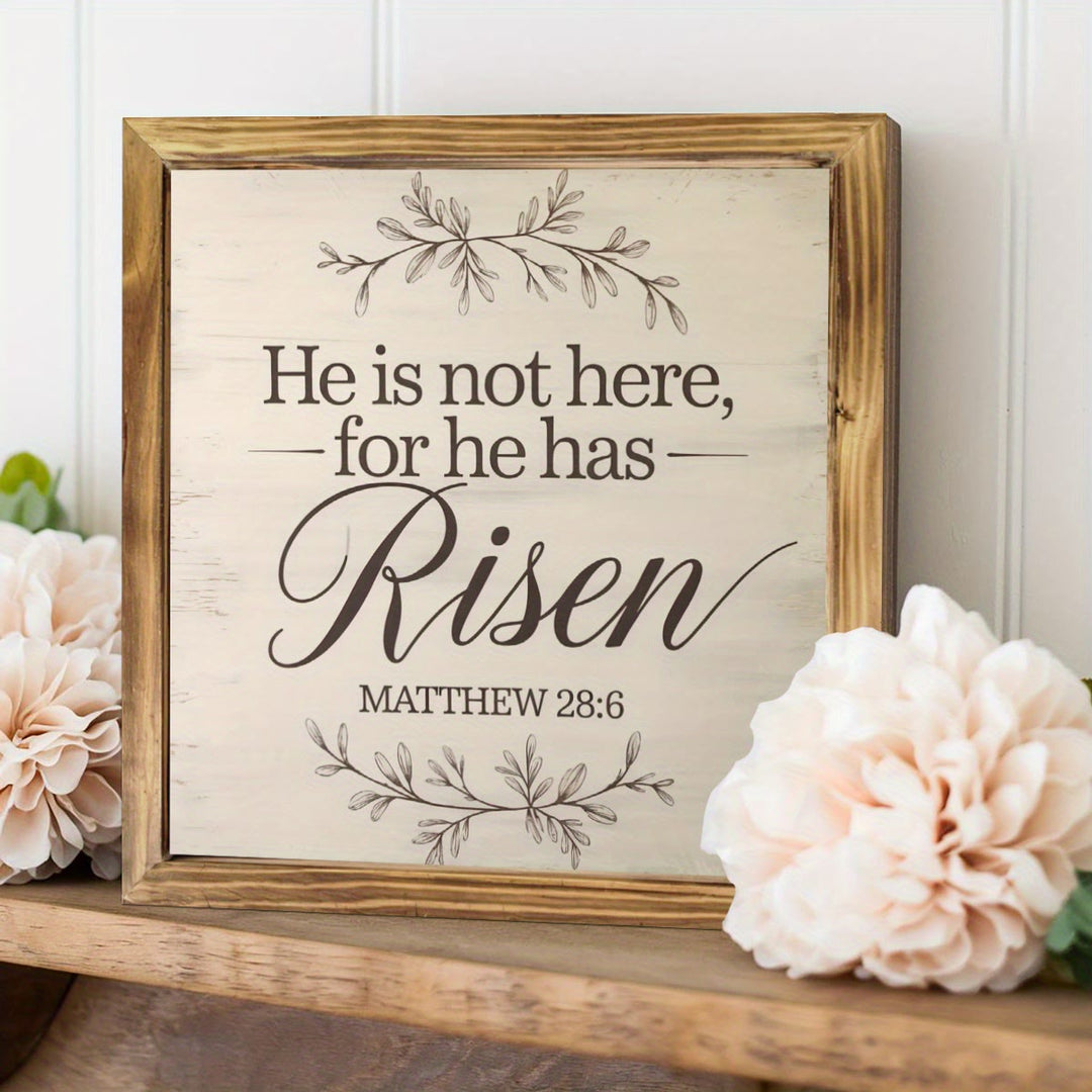 Christianartworkshop Décoration de Pâques en bois « Ressuscité » : une décoration printanière inspirée par la foi. - Bois - image 0