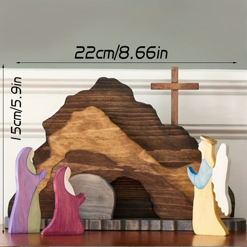 Christianartworkshop Croix et anges en bois, décoration de bureau pour Pâques. - image 4