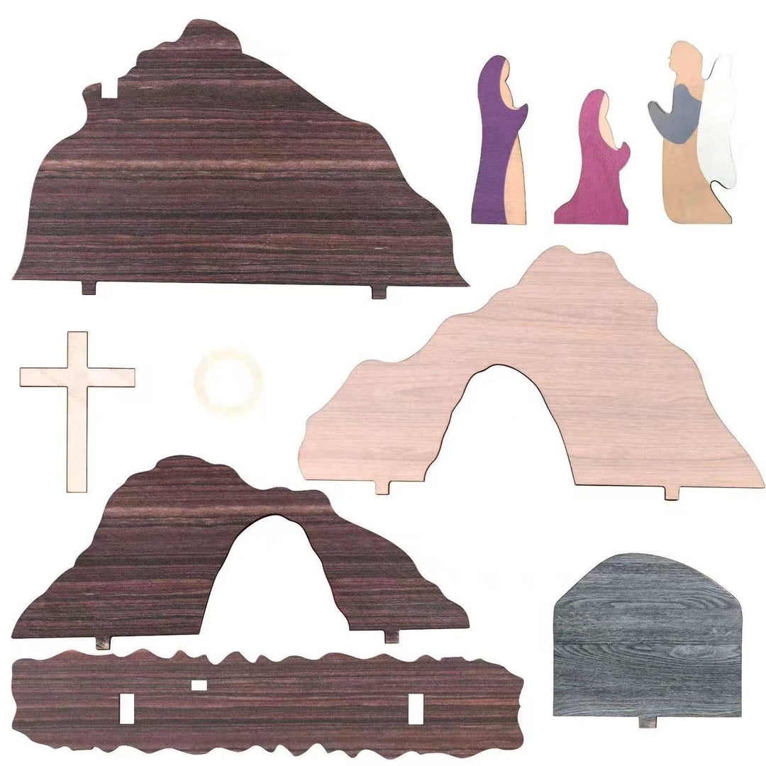Christianartworkshop Croix et anges en bois, décoration de bureau pour Pâques. - image 3