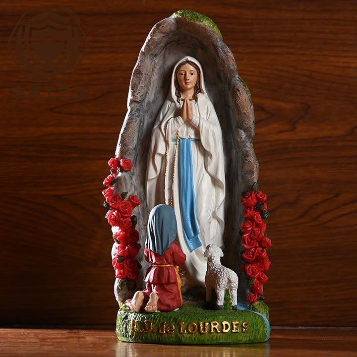 Christianartworkshop Ornement décoratif de bureau en résine Notre-Dame de Lourdes et Agneau - Résine - image 0