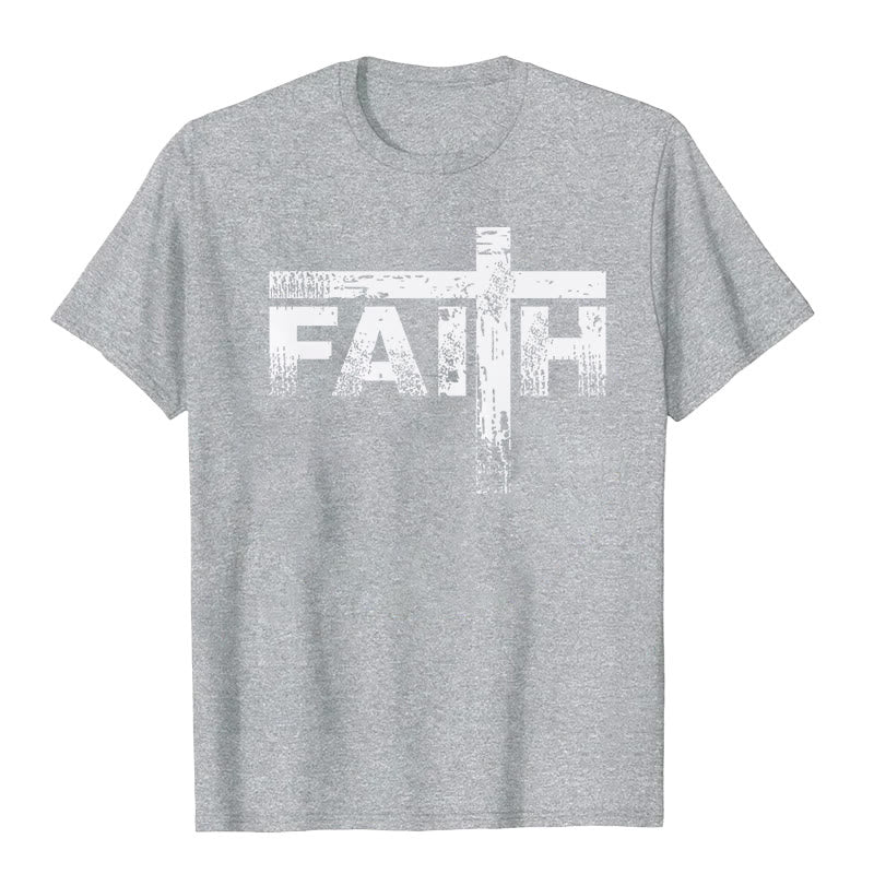 T-shirt Christianartworkshop La Croix de la Foi - Gris - 2XL - image 8