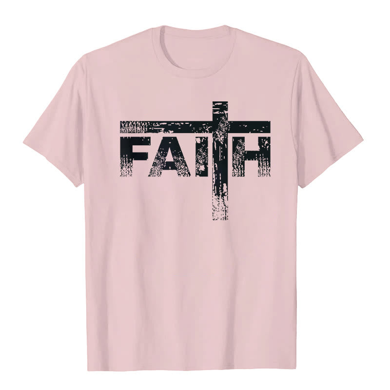 T-shirt Christianartworkshop La Croix de la Foi - Rose - 2XL - image 4