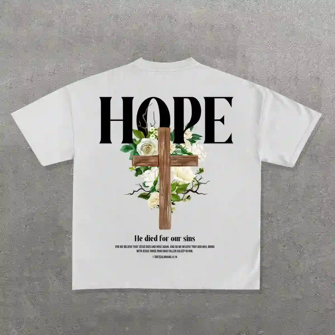 T-shirt imprimé Croix de l'espoir de Christianartworkshop - Blanc - 2XL - image 1