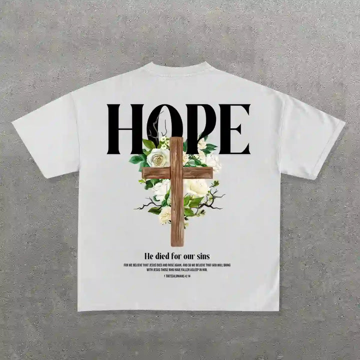 T-shirt imprimé Croix de l'espoir de Christianartworkshop - Blanc - 2XL - image 1
