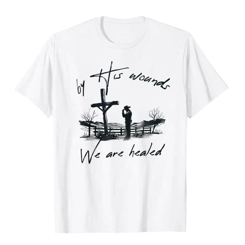 T-shirt « Par ses blessures, nous sommes guéris », atelier d'art chrétien - Blanc - 2XL - image 0