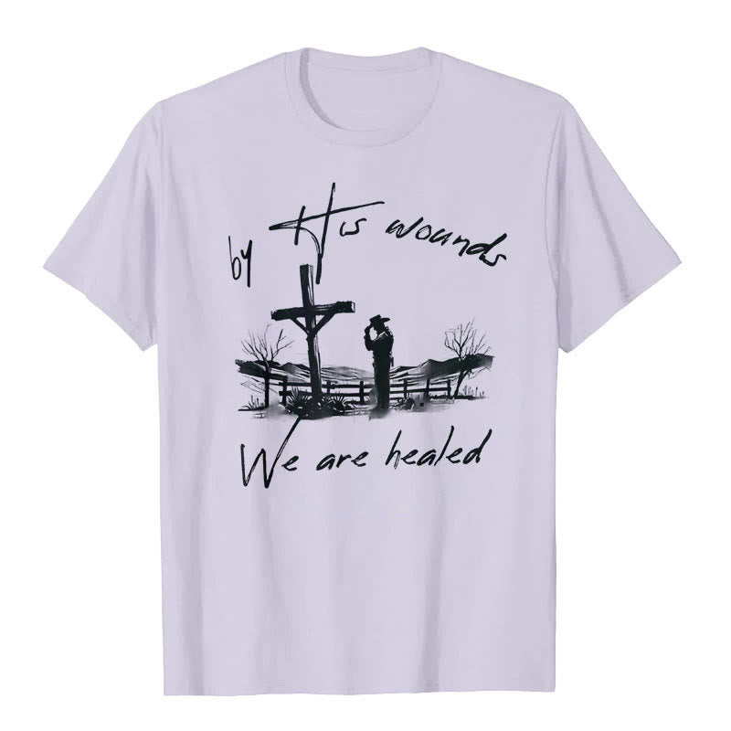 T-shirt « Par ses blessures, nous sommes guéris », atelier d'art chrétien - Violet - 2XL - image 7