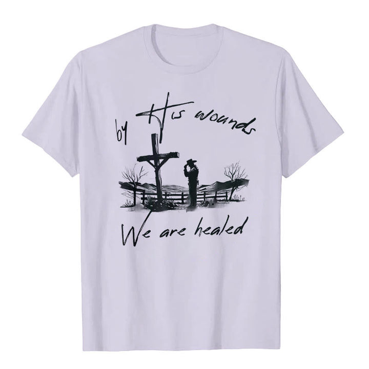 T-shirt « Par ses blessures, nous sommes guéris », atelier d'art chrétien - Violet - 2XL - image 7