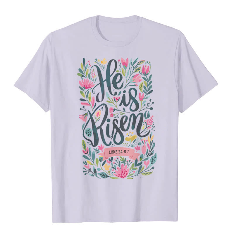 T-shirt graphique à imprimé floral Christianartworkshop « Il est ressuscité » - Violet - 2XL - image 7