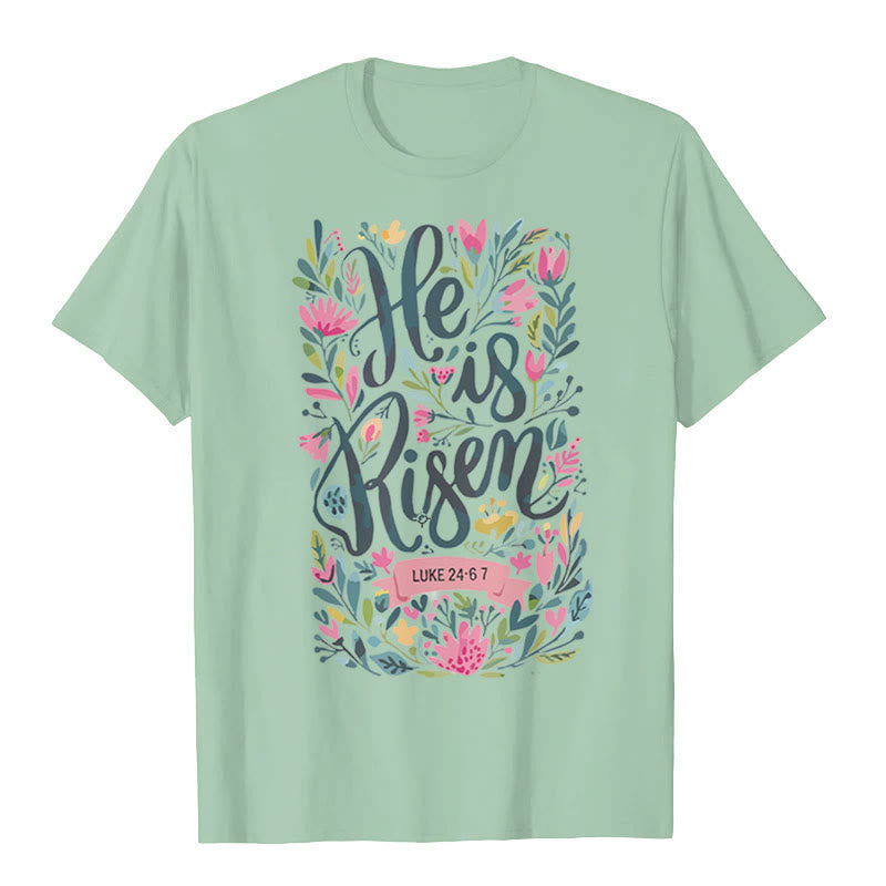 T-shirt graphique à imprimé floral Christianartworkshop « Il est ressuscité » - Vert clair - 2XL - image 5