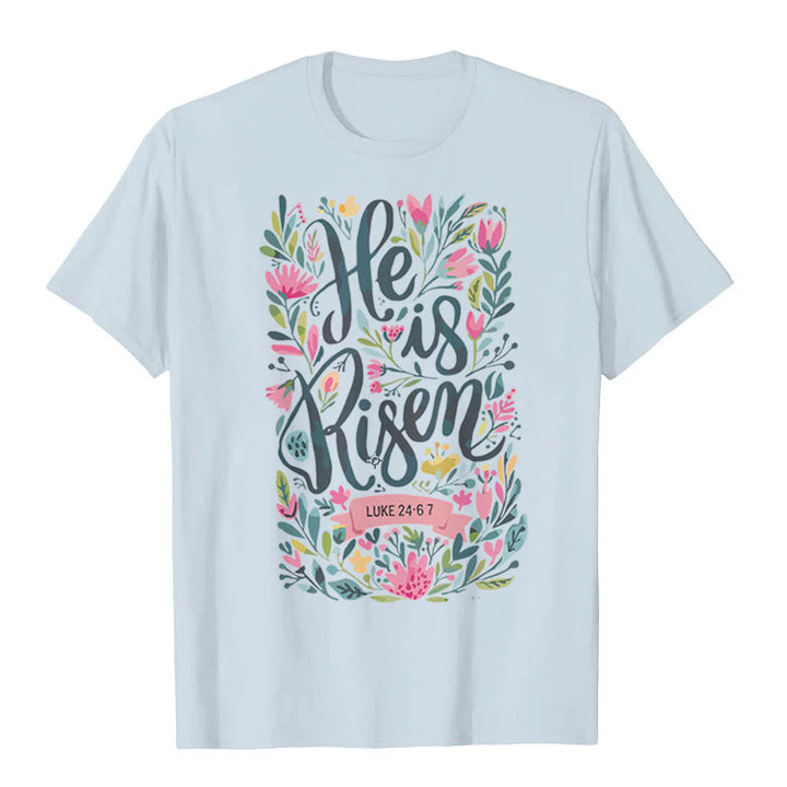 T-shirt graphique à imprimé floral Christianartworkshop « Il est ressuscité » - Bleu - 2XL - image 3