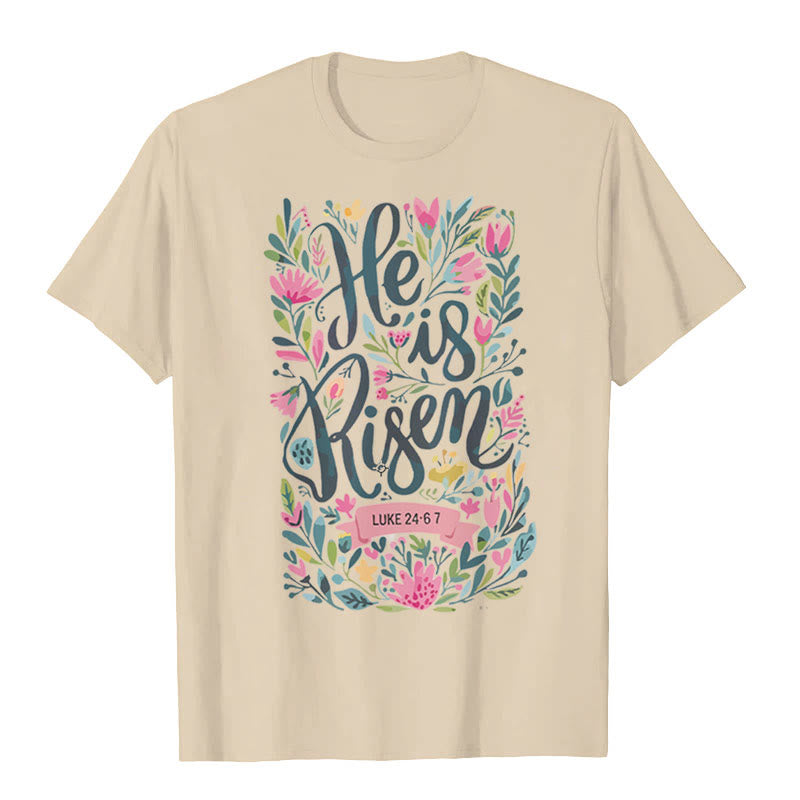 T-shirt graphique à imprimé floral Christianartworkshop « Il est ressuscité » - Beige - 2XL - image 2