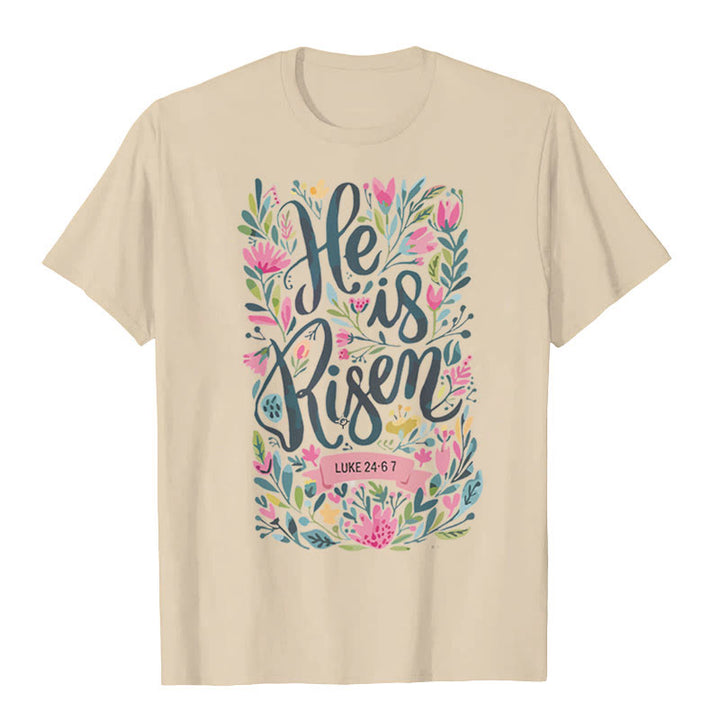 T-shirt graphique à imprimé floral Christianartworkshop « Il est ressuscité » - Beige - 2XL - image 2