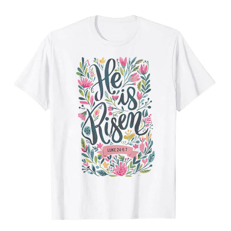 T-shirt graphique à imprimé floral Christianartworkshop « Il est ressuscité » - Blanc - 2XL - image 0