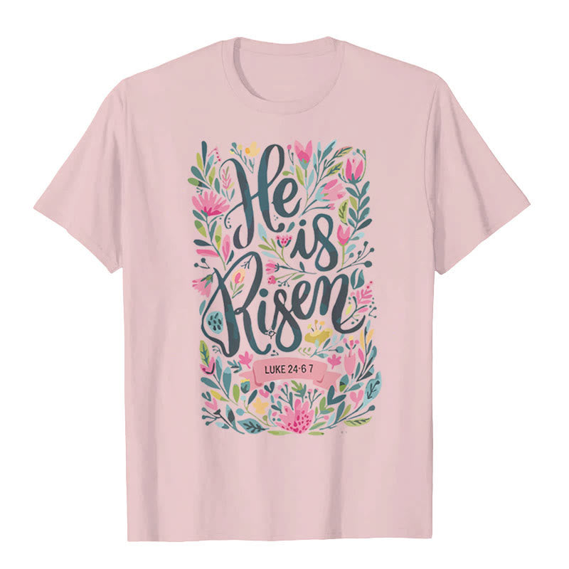 T-shirt graphique à imprimé floral Christianartworkshop « Il est ressuscité » - Rose - 2XL - image 4