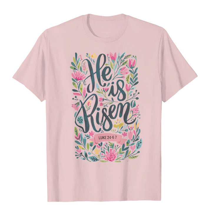 T-shirt graphique à imprimé floral Christianartworkshop « Il est ressuscité » - Rose - 2XL - image 4