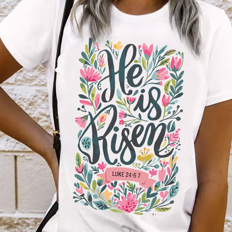 T-shirt graphique à imprimé floral Christianartworkshop « Il est ressuscité » - image 10